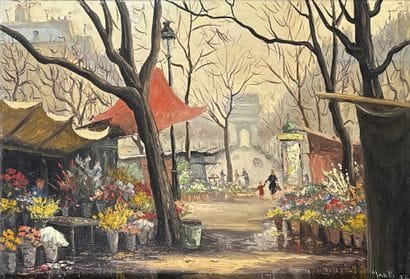 MABILLE 
Vue sur les Champs Elysées
Huile...