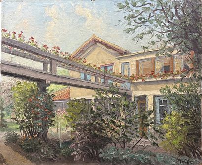 MABILLE
Vue de la maison 
Huile sur toile...