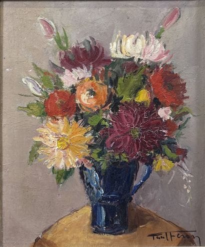 Paul FERON (XXe)
Vase aux fleurs 
Huile sur...