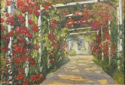 ECOLE FRANCAISE 
L'arche aux fleurs 
Huile...