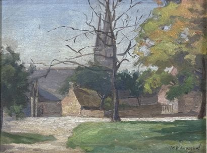 M. E. BOUSQUEL 
Paysage au cloché 
Huile...