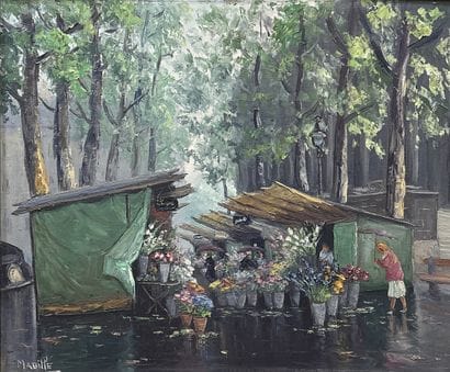 MABILLE
Le marché aux fleurs 
Huile sur toile...