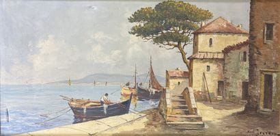 Noël JOURDAN 
Pêcheur au port 
Huile sur...