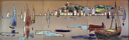 GIRAUD 
Vallauris, vue de port 
Peinture...
