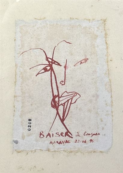 MARAVAL 
Baiser de langues 
Encre sur papier...