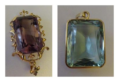 PENDENTIFS AMÉTHYSTE ET AIGUE MARINE Pendentif...