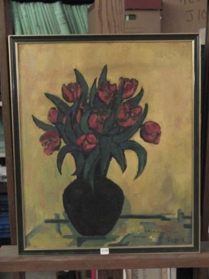 SEGARD


Bouquet de tulipes sur fond jaune

Huile...