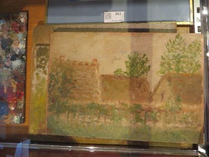 lot de 3 : 

Vue de village, huile sur panneau...