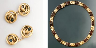 PAIRE DE BOUTONS DE MANCHETTES «serpent enroulé»...