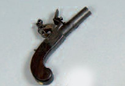 PISTOLET À COFFRE, À SILEX. Canon rond à...