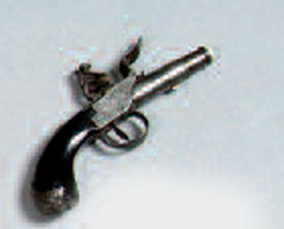 PISTOLET À COFFRE, À SILEX. Canon rond à...