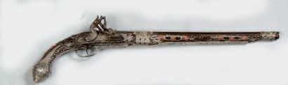LONG PISTOLET D'ALGER À SILEX SIGNÉ « FAIT...