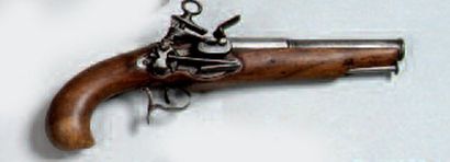 PISTOLET À SILEX ESPAGNOL. Canon rond, à...