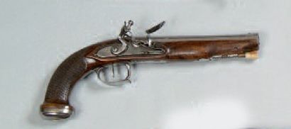 PISTOLET À SILEX D'OFFICIER. Canon rond,...