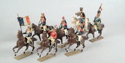 CBG. Cuirassier Ier Empire à cheval. 1 porte-étendard,...