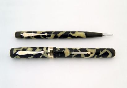WATERMAN plume + mine Patrician noir et perle,...