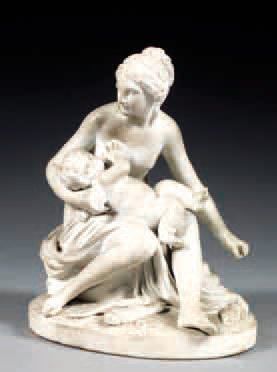 GROUPE EN PARIS OU SAXE BISCUIT EN PORCELAINE,...