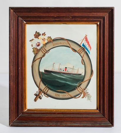 Peinture sur plaque de porcelaine à décor...