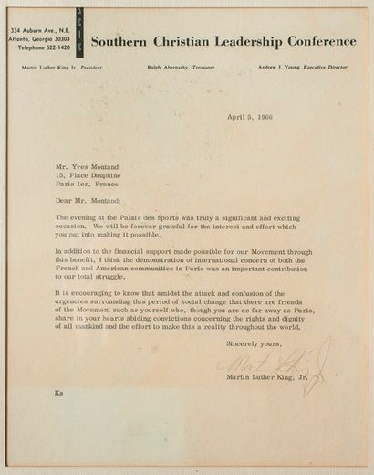 Martin Luther King,
Jr. Lettre dactylographiée...
