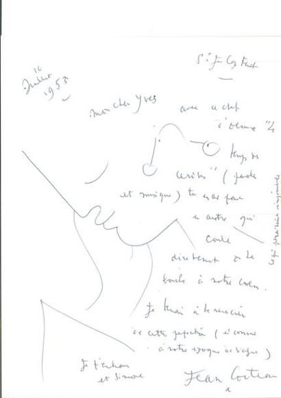 Jean Cocteau
Lettre autographe signée ornée...
