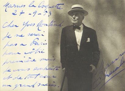 Maurice Chevalier.
Lettre autographe signée...