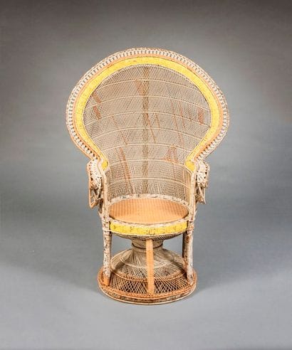 Fauteuil dit “Emmanuelle”, en rotin polychrome
H...