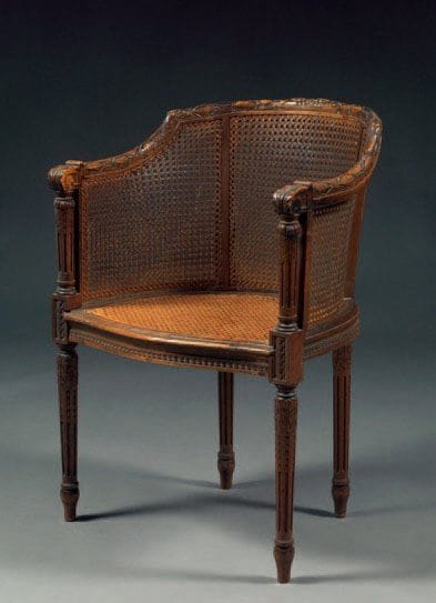 FAUTEUIL DE BUREAU GONDOLE canné en noyer...