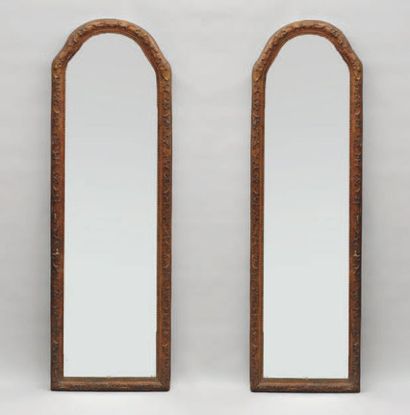 PAIRE DE MIROIRS D'ENTRE DEUX en bois naturel...