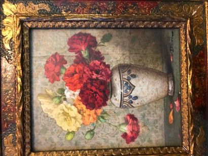 E. Filliard. 
Nature morte au bouquet. 
Aquarelle...
