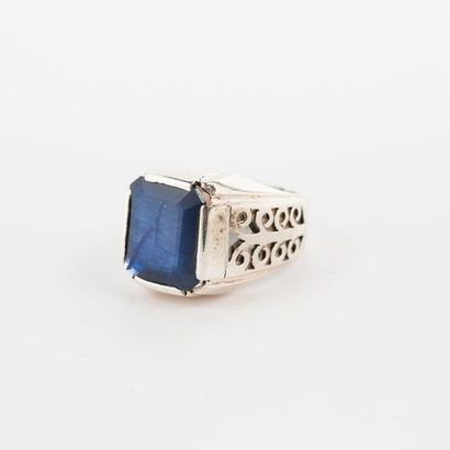 Bague chevalière en argent ajouré 925 °/°°...