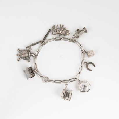Bracelet gourmette en argent 800°/°° orné...