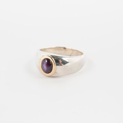 Bague jonc en argent 925 °/°° et or 750 °/°°...