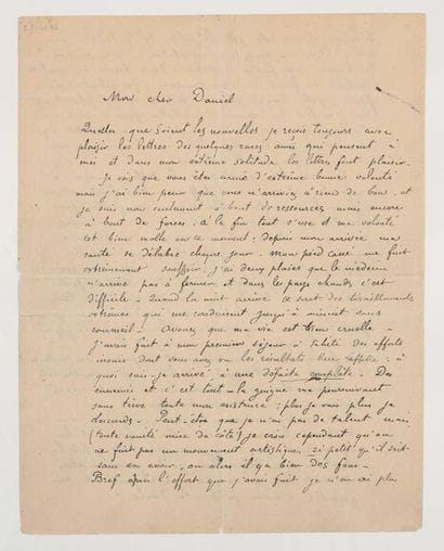 Paul GAUGUIN (1848-1903). Peintre français.
Lettre...