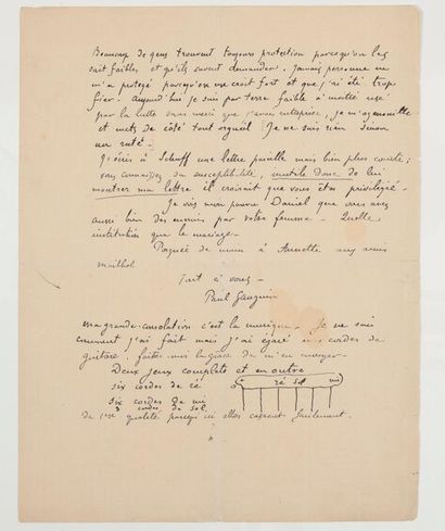 Paul GAUGUIN (1848-1903). Peintre français.
Lettre...