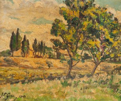 J.P. GRAS (1879-1964)
Paysage de campagne.
Huile...