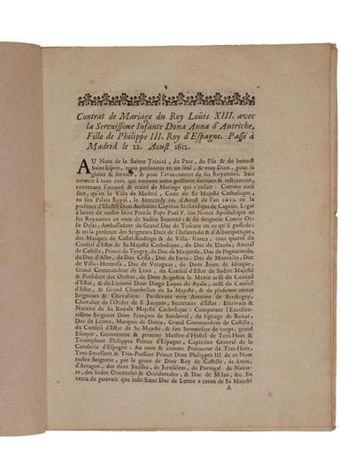 Contrat de Mariage du Roy Louis XIII avec...
