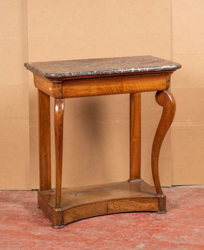Console en placage d'acajou dessus de marbre....