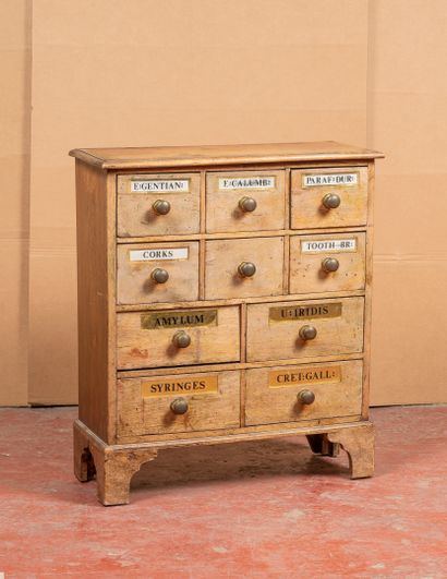 Petit meuble d'officine à 10 tiroirs sur...