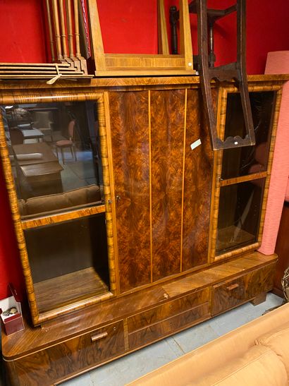 Bibliothèque en bois de placage et loupe,...