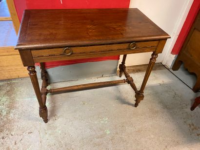 Table bureau en bois naturel piètement fuselé...