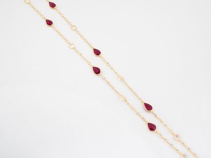 Gold necklace 750 °/°° set with pear-shaped...