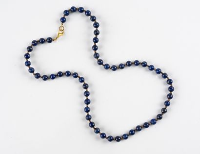 Necklace of lapis lazuli beads alternated...