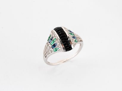 Dome ring in white gold 750°/°° set with...