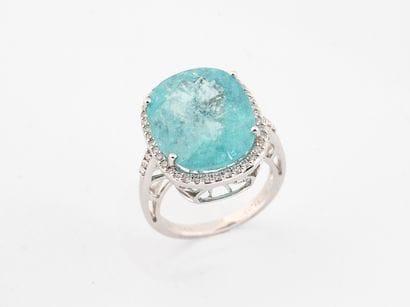 Ring in white gold 750°/°° decorated with...