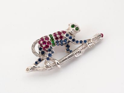 Lemur brooch in white gold 750 °/°° set with...