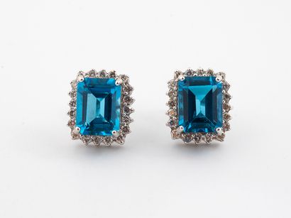 Pair of ear clips in white gold 750 °/°°...