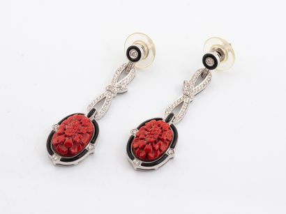 Pair of earrings in white gold 750 °/°° Art...