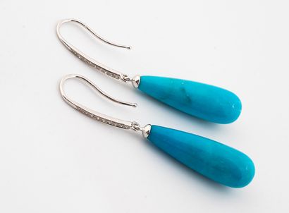 Pair of earrings in white gold 750 °/°° set...