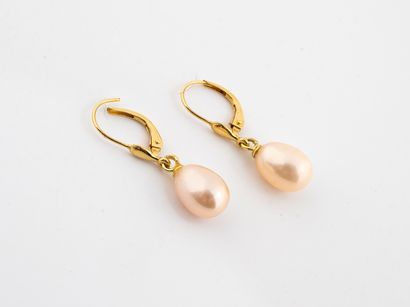 Pair of gold sleepers 750 °/°° decorated...