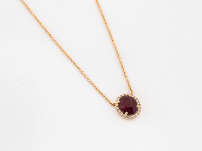 Chain and its pendant in gold 750 °/°° set...